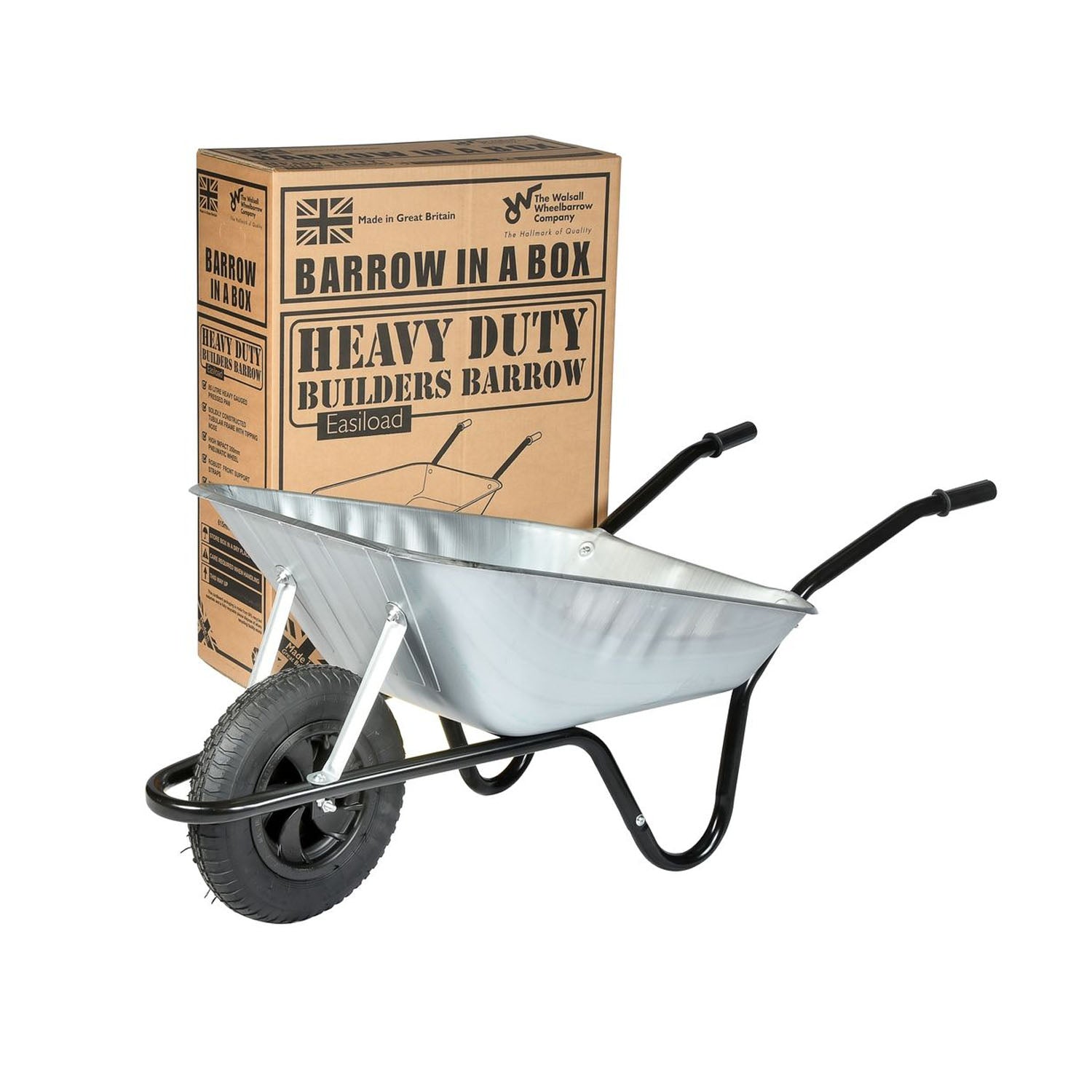 85 Litre Heavy Duty Builders Wheelbarrow – Galvanised – Pneumatic Wheel