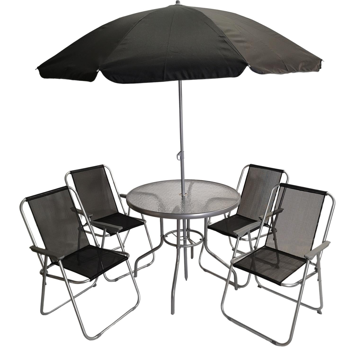 4 Person Textoline Garden Furniture Patio Set 4 Chairs And Parasol