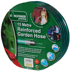 15m Reinforced Garden Hose Pipe in Green