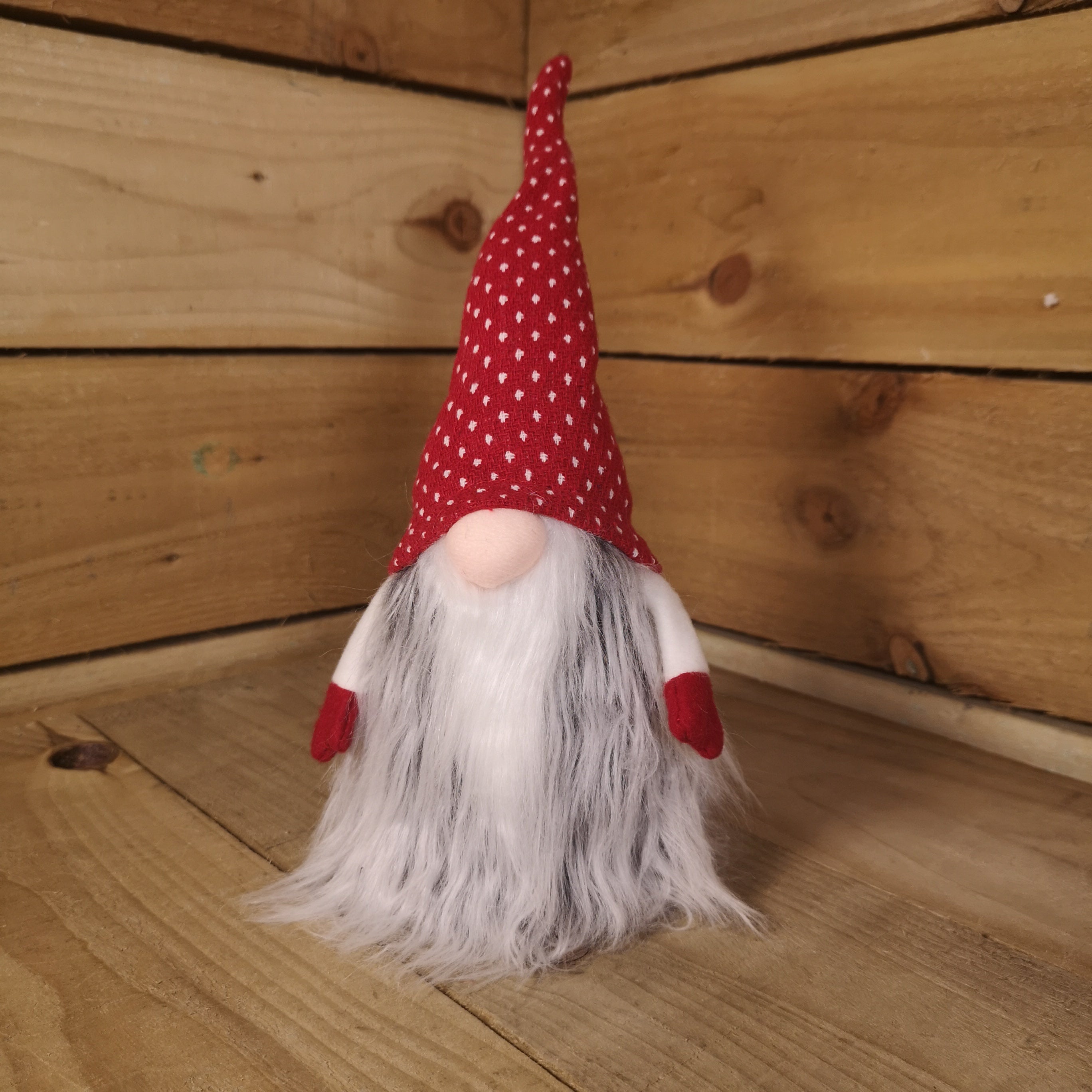 34cm Festive Gonk Cuddly Santa Indoor Christmas Plush Decoration in Spotty Hat