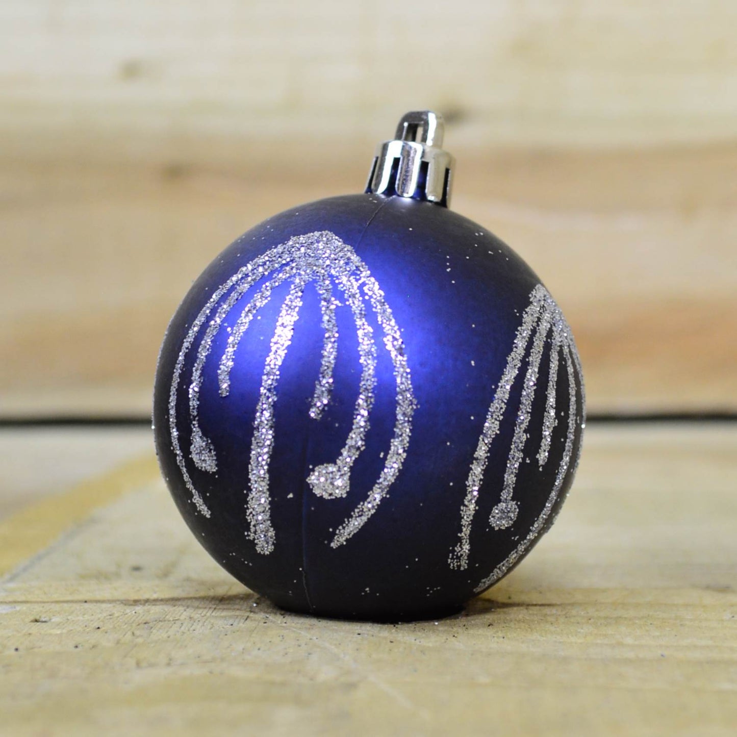 9 Pack Premier 60mm Deluxe Glitter Christmas Tree Baubles - Midnight Blue