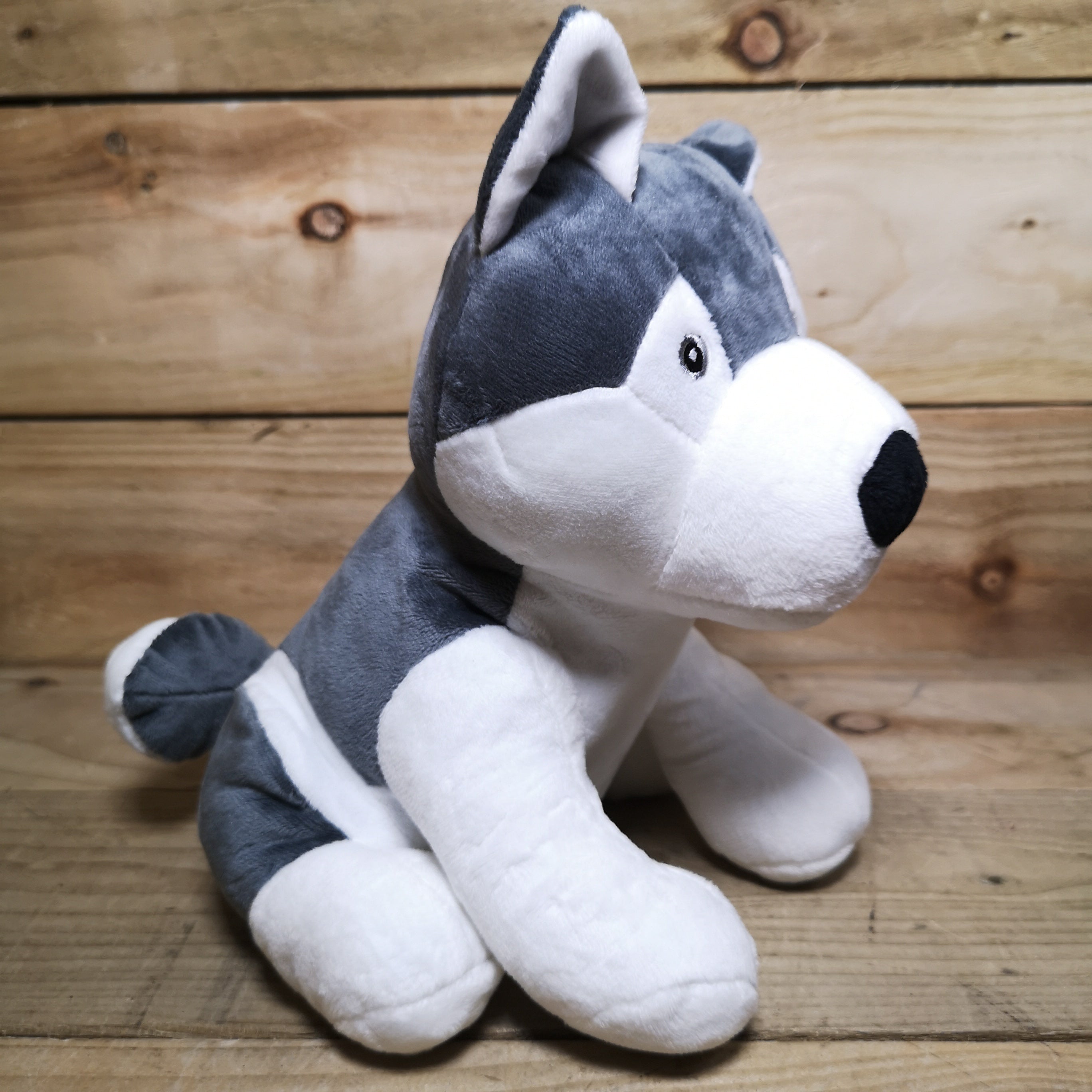 23cm Festive Plush Weighted Husky Christmas Door Stop in Grey and White