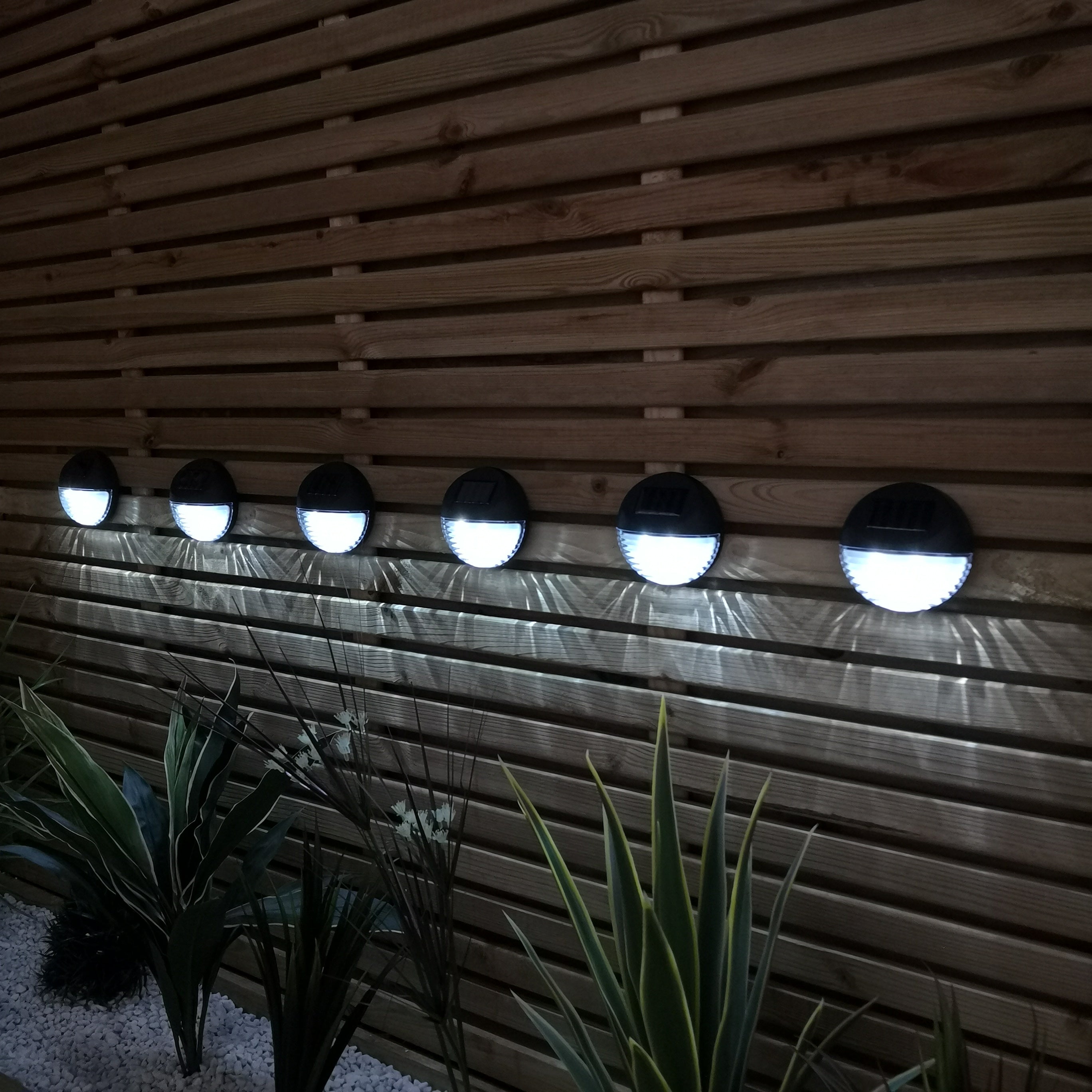 11cm Set of 12 LED Outdoor Solar Wall Mounted Fence Lights
