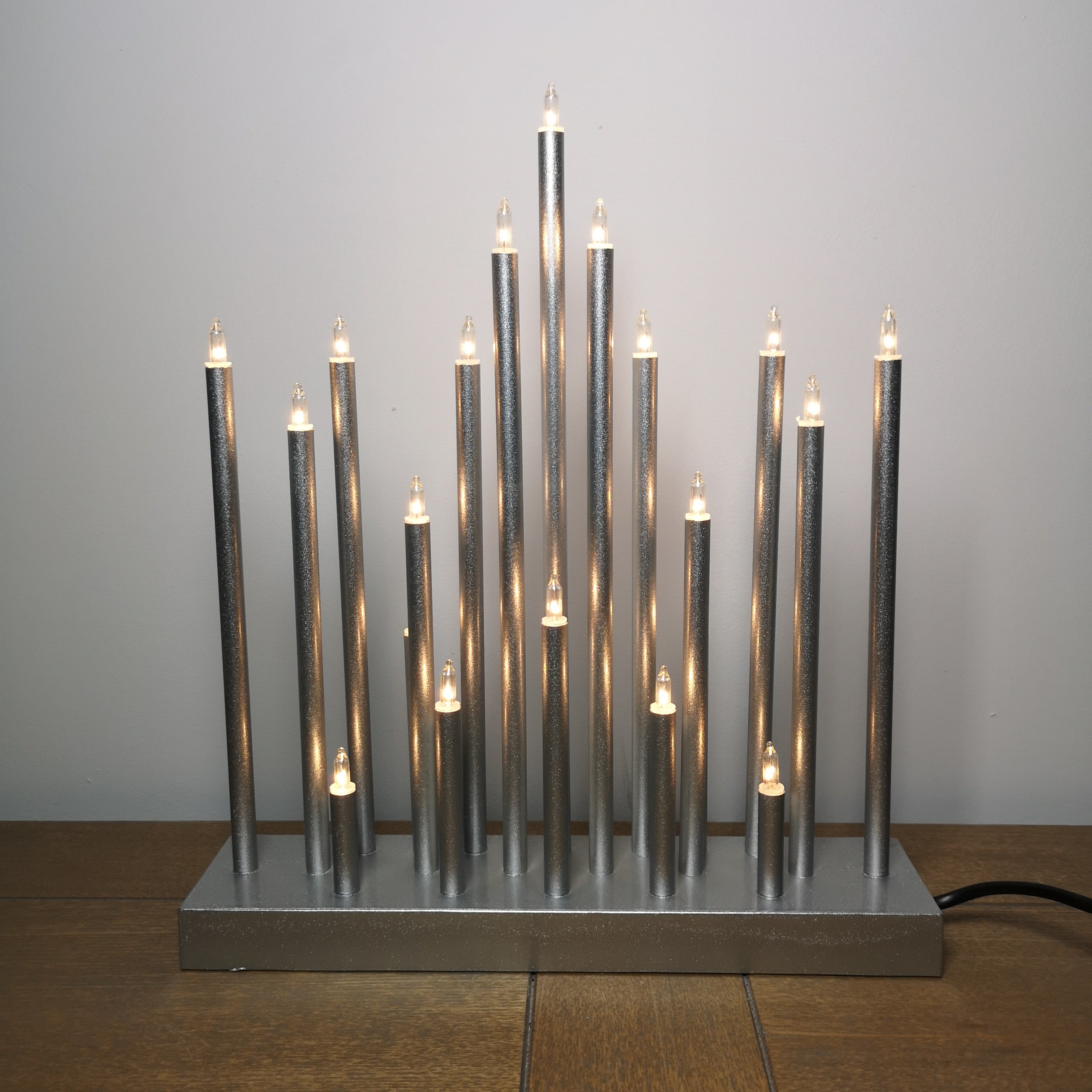 33cm Premier Christmas Candle Bridge Star Shaped with 20 LEDs In Silver Mains Power