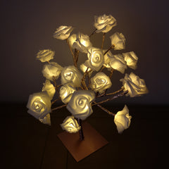 45cm Lit White Flower Tree Table Centrepiece Decoration with Warm White LEDs