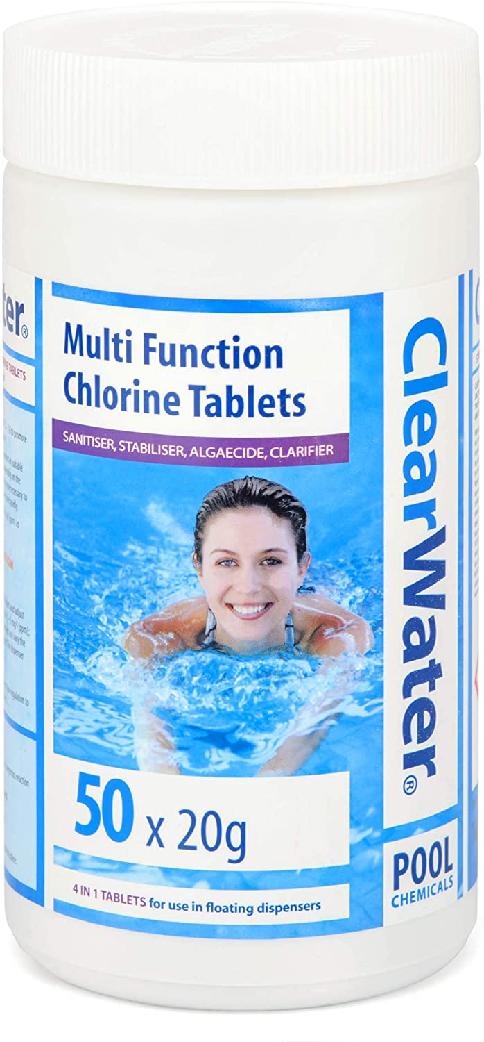 50 x 20g (1kg) Clearwater CH0019 4-in-1 Chlorine Tablets for Pools and Hot Tubs