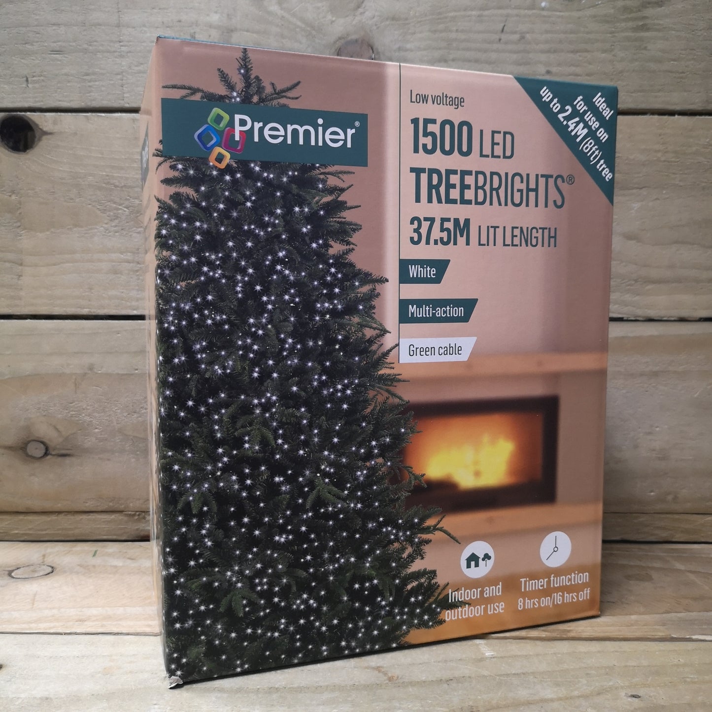 1500 LED 37.5m Premier TreeBrights Indoor Outdoor Christmas Multi Function Mains Operated String Lights with Timer in Cool White