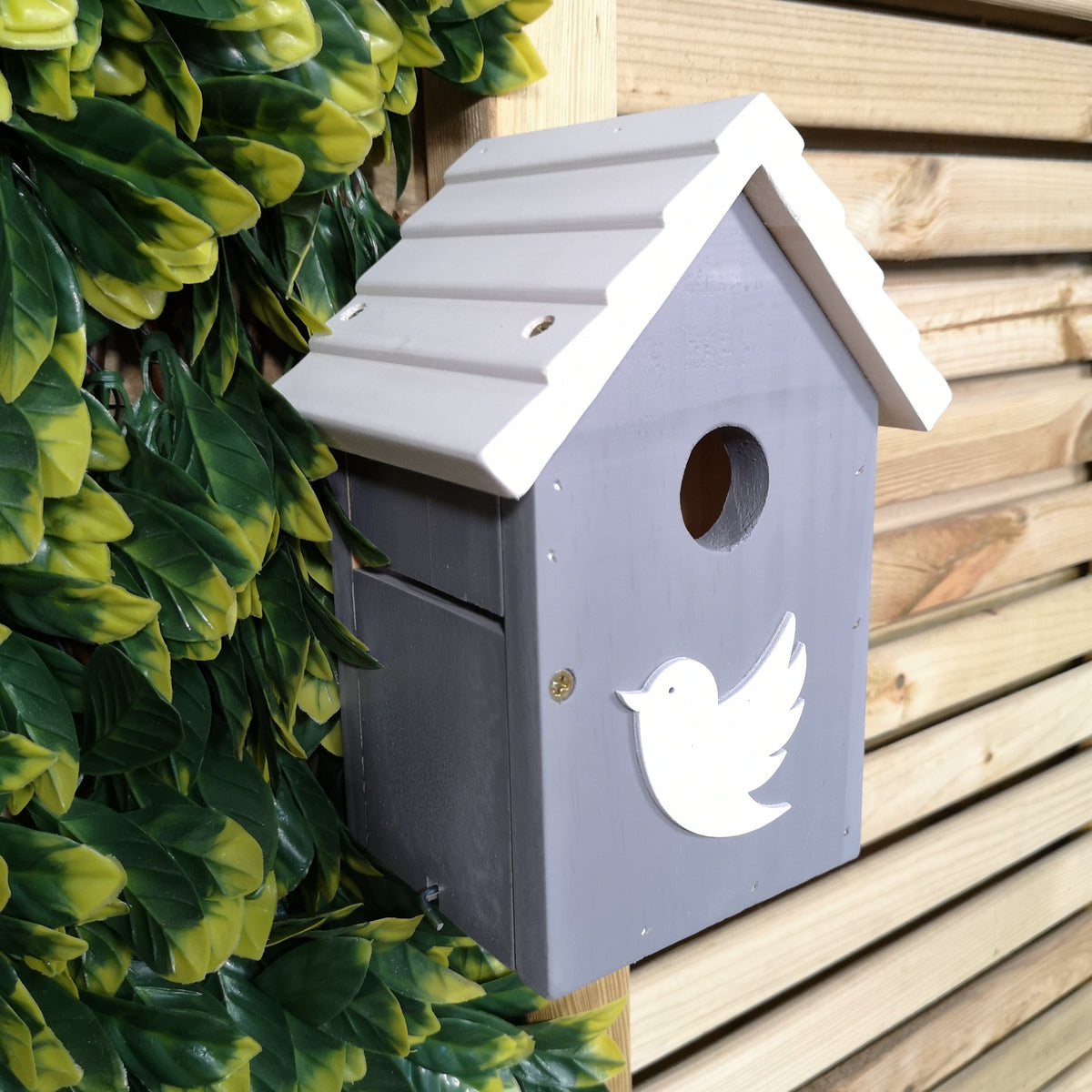 Wooden Peace Garden Wild Bird Nest Box with White Roof-32mm Entrance Hole