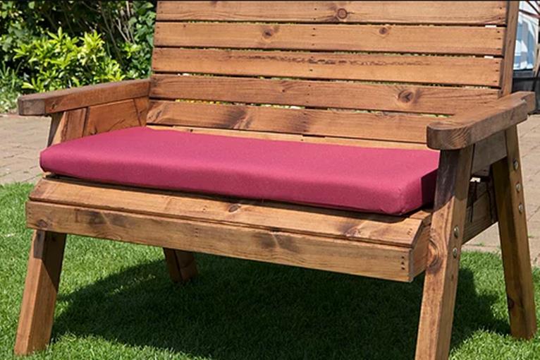 145 x 40cm Burgundy Waterproof Three Seater Cushion for Charles Taylor Wooden Garden Furniture