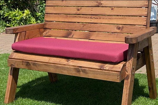 145 x 40cm Burgundy Waterproof Three Seater Cushion for Charles Taylor Wooden Garden Furniture