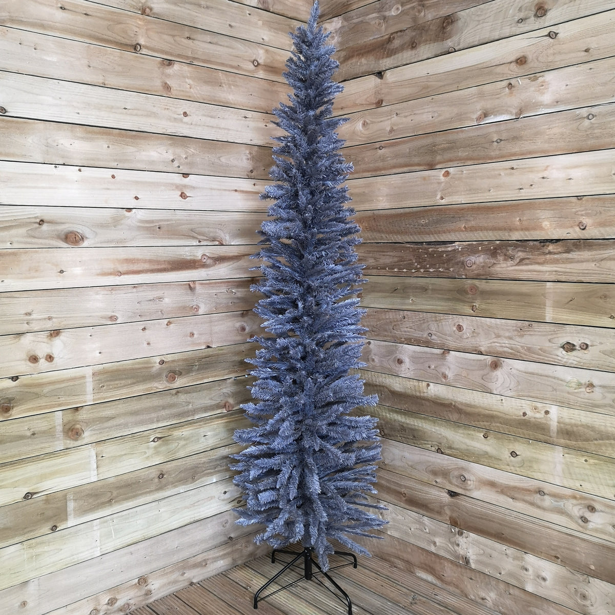Snowtime 244cm / 8ft Wrapped Pencil Pine Grey Christmas Tree with 460 Tips