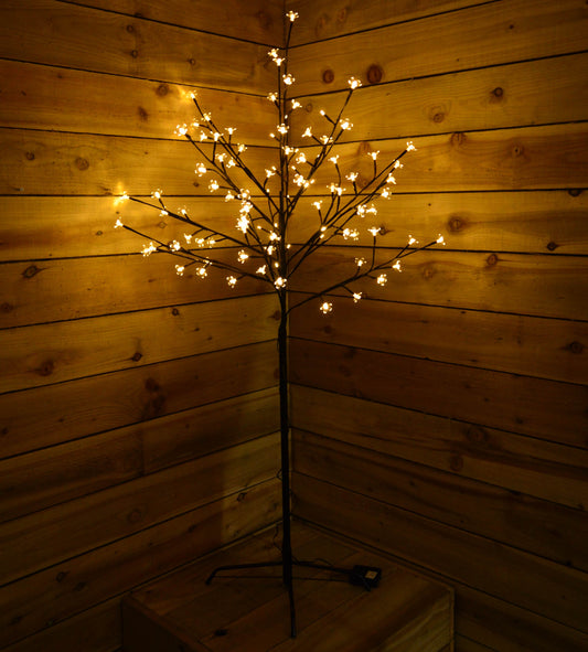 Premier 1.5m Battery Cherry Blossom Tree - 96 Warm White LED Lights & Timer
