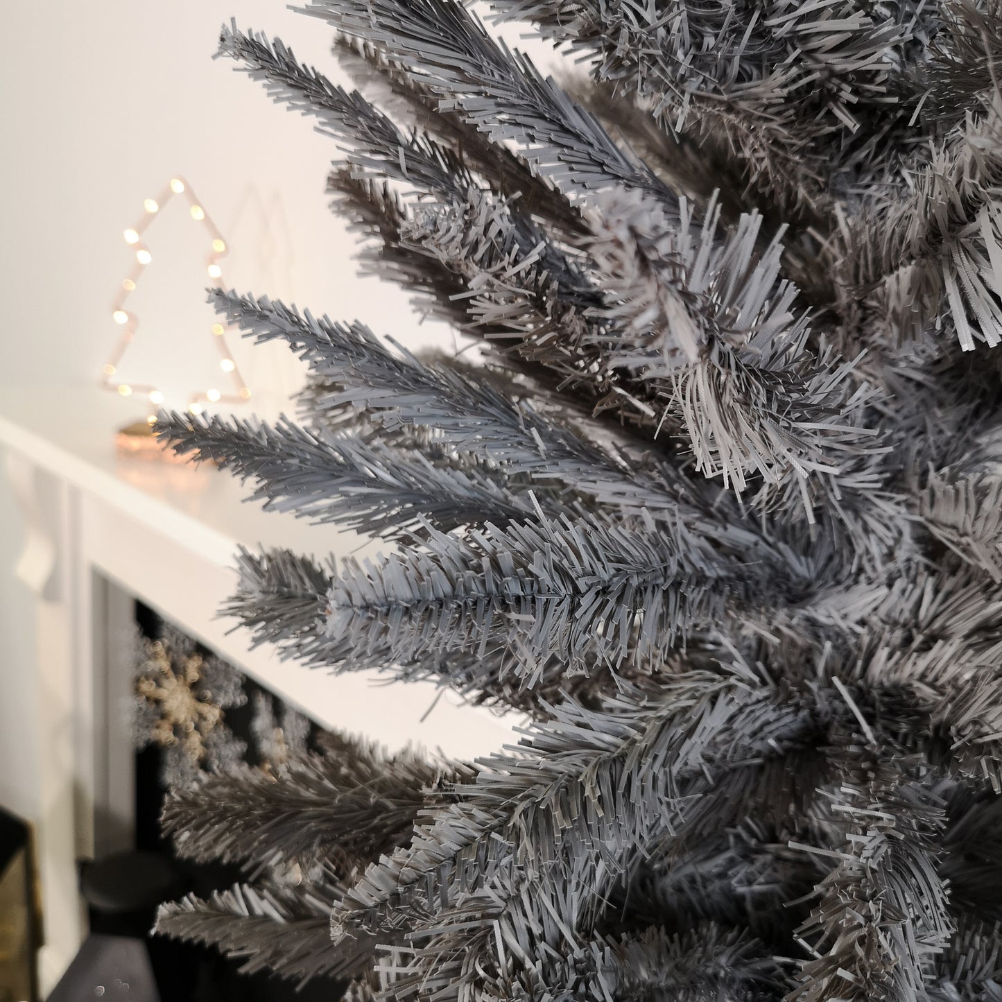 Snowtime 244cm / 8ft Wrapped Pencil Pine Grey Christmas Tree with 460 Tips