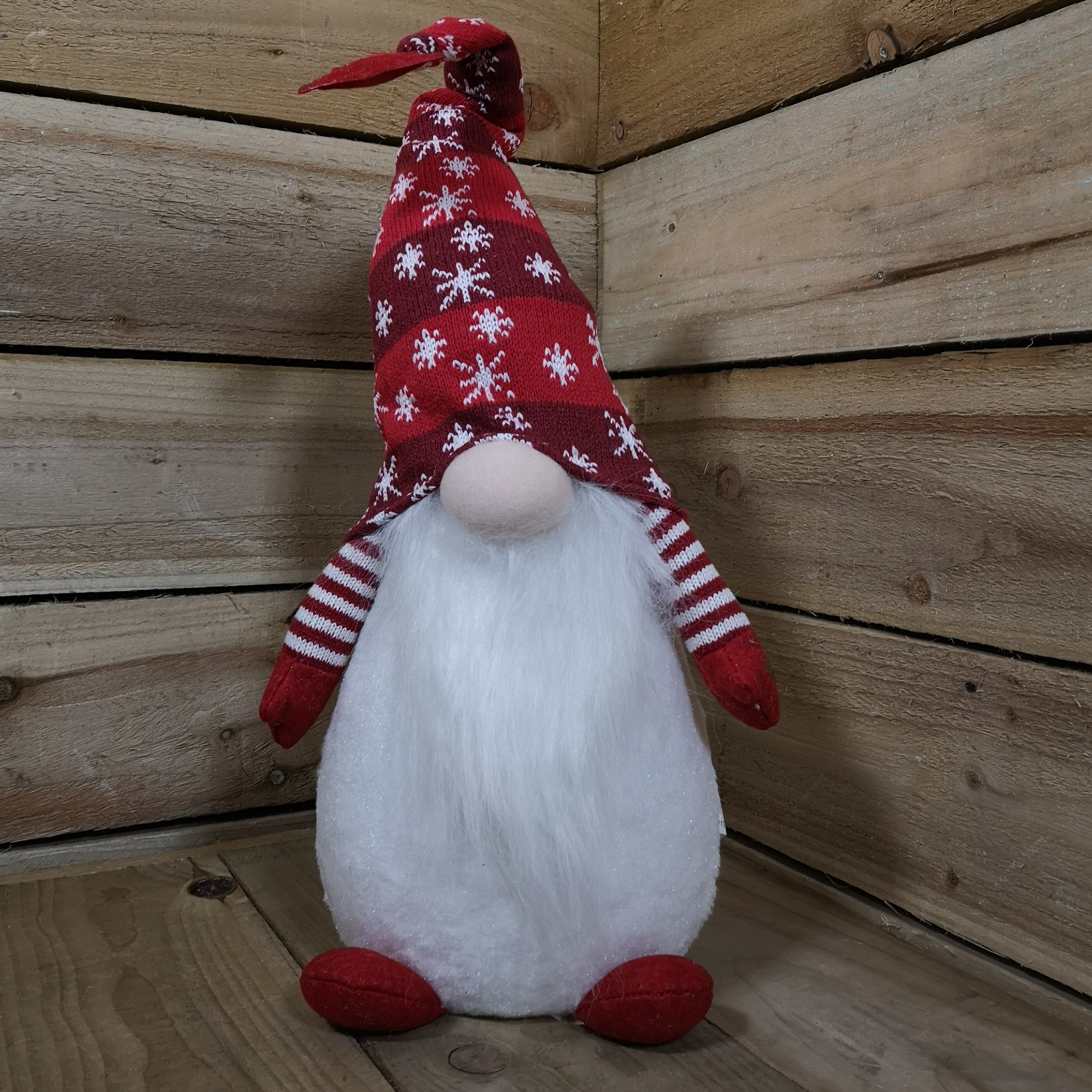 66cm Tall Light Up Christmas Gnome Gonk Decoration Red Snowflake Hat Sitting