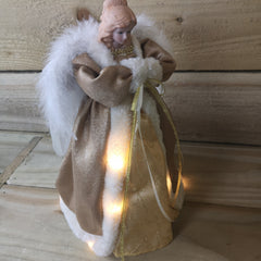 30cm Premier Gold Angel Lit Tree Topper With Warm White LEDs