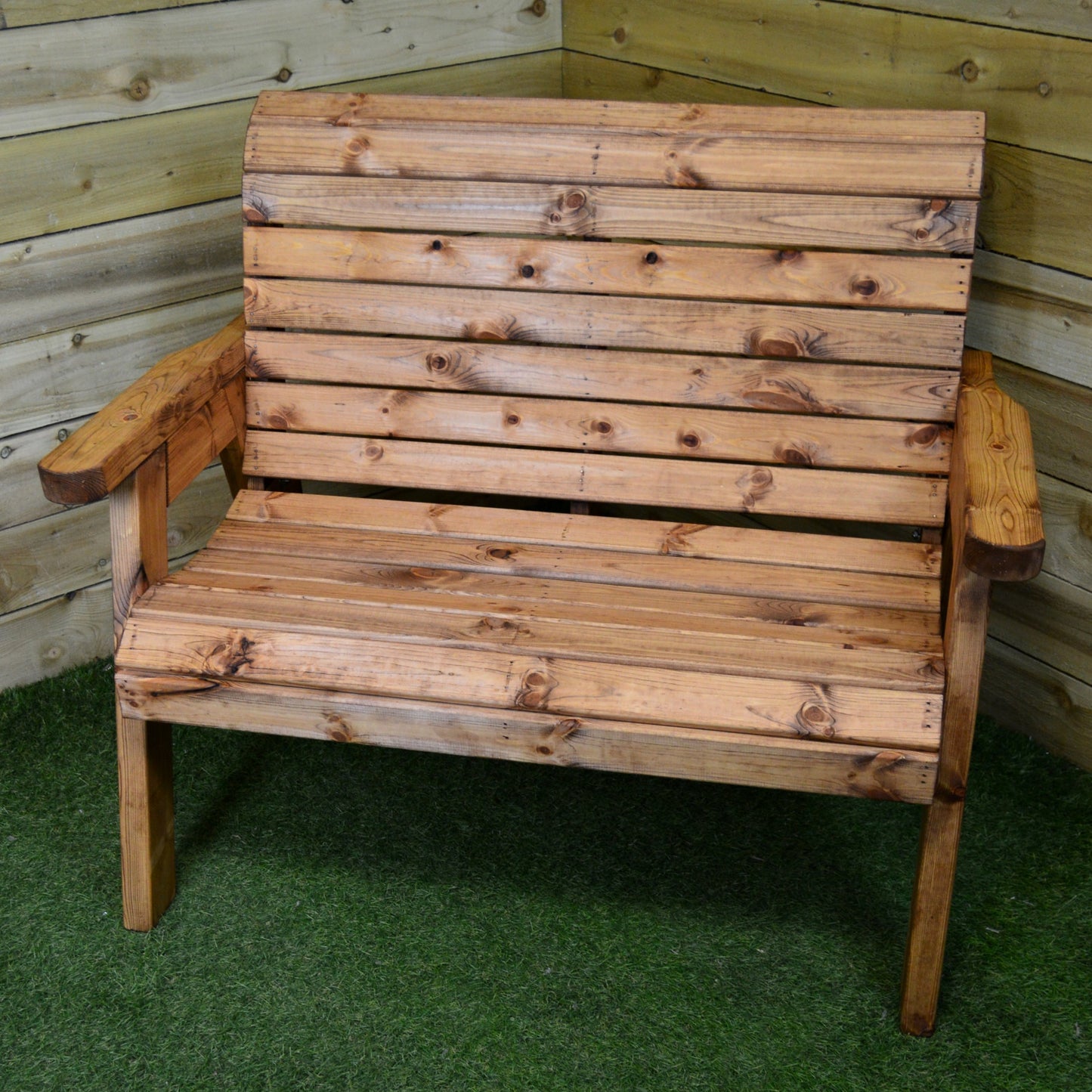 Charles Taylor Hand Made Traditional 2 Seater Chunky Rustic Wooden Garden Bench Furniture