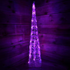 90cm LED Colour Changing Indoor Outdoor Acrylic Pyramid Christmas Decoration 