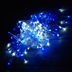 16m 200 LED Premier Outdoor Christmas Lights Blue & White on Clear Wire