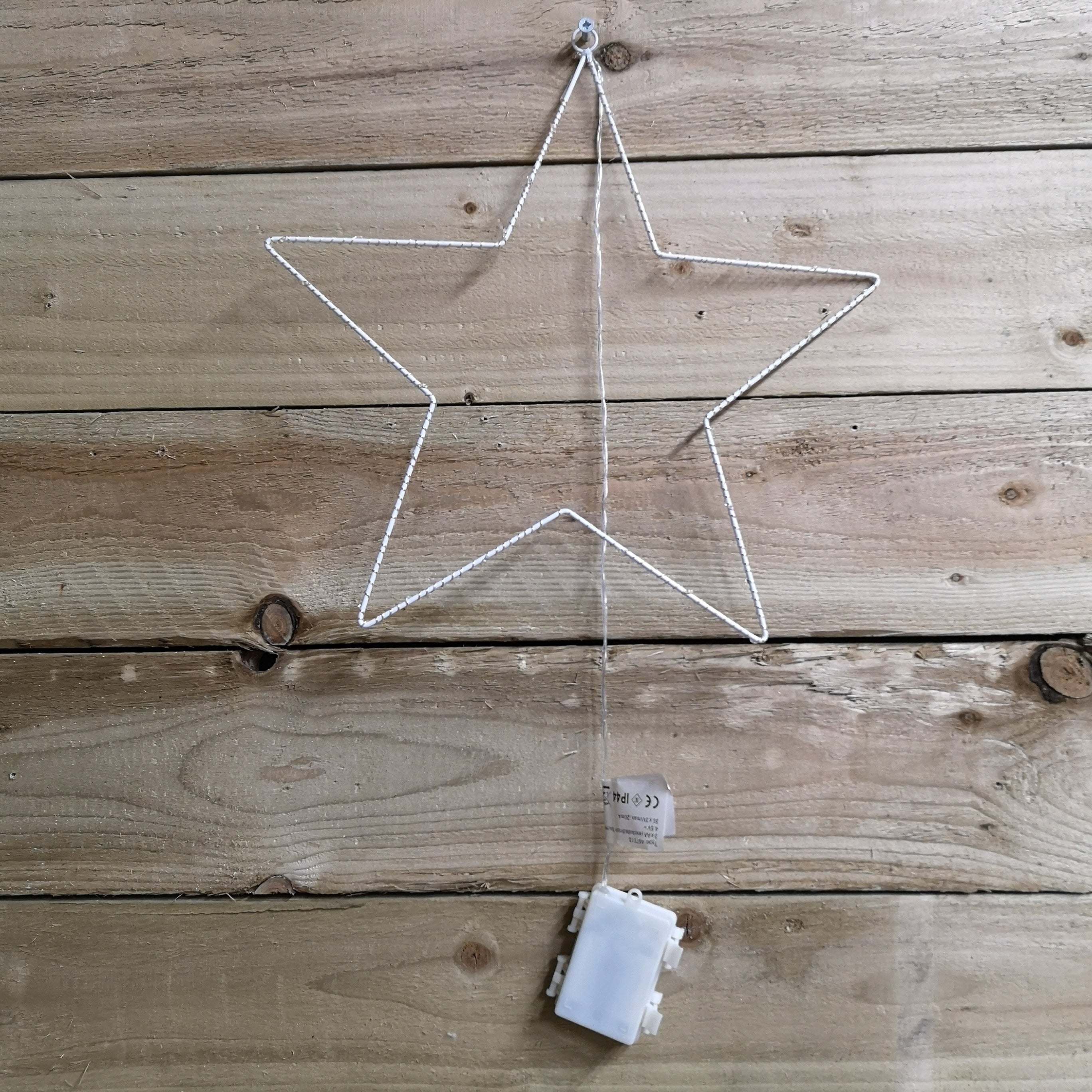 38cm Battery Operated Outdoor Light Up Star Christmas Decoration in Warm White LED