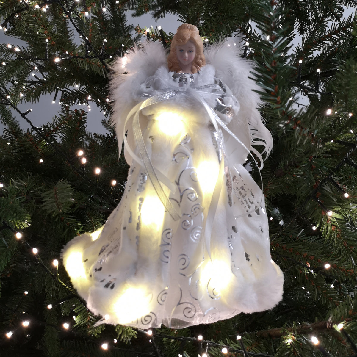 30cm Premier Lit Angel Christmas Tree Topper with Warm White LEDs