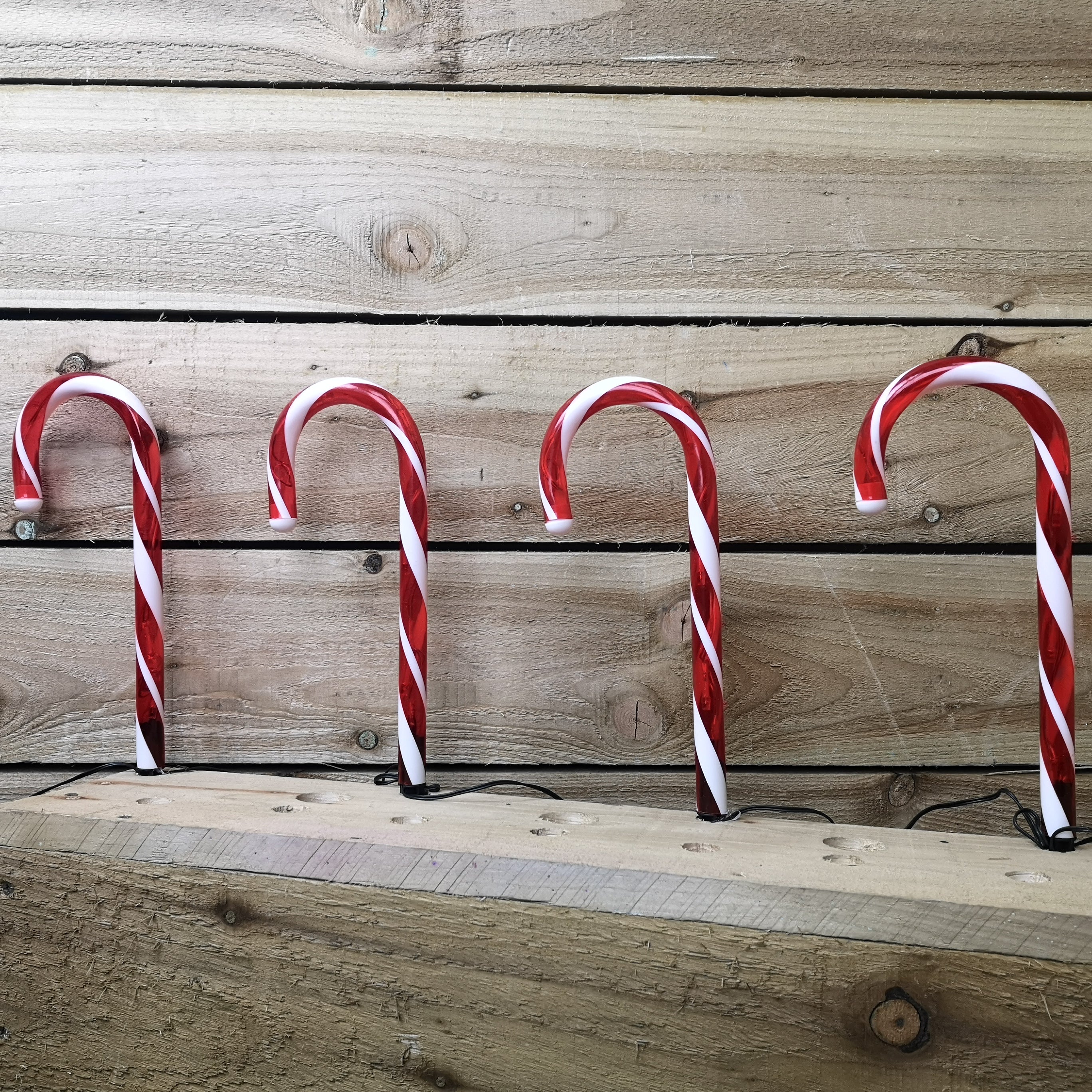 25cm 4pc Red Christmas Premier Candy Cane Path Markers