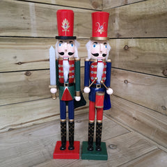 50cm LED Battery Operated Indoor Christmas Wooden Nutcracker Decoration Choice of 2 Designs