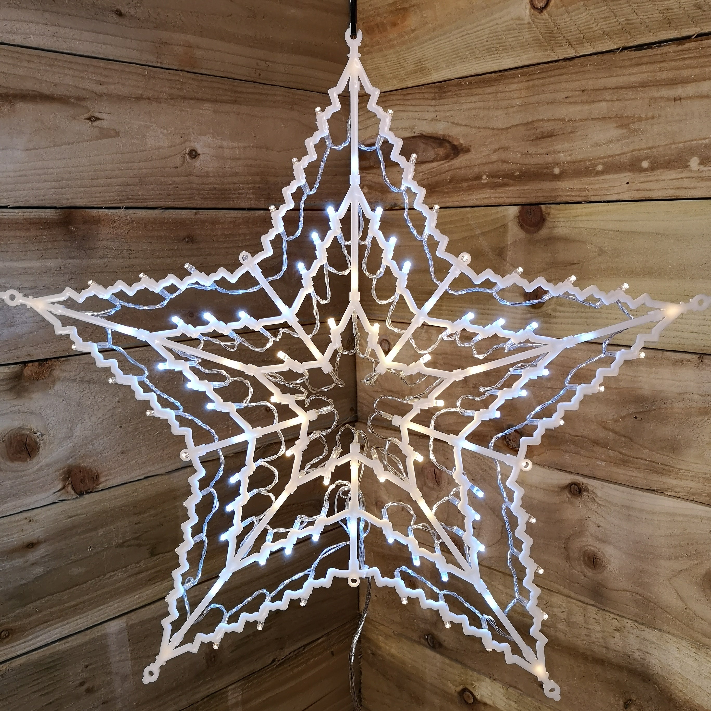 50cm Animated Light Up Window Christmas Star With 100 White & Warm White LEDs