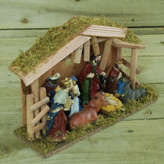 30 CM 9 piece Hand Decorated wooden Traditional Christmas Nativity Set
