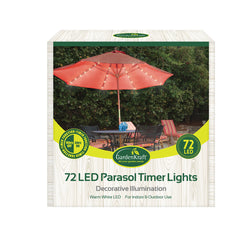 72 Warm White LED Chaser Parasol Timer lights