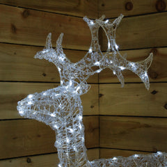 120CM Cool White 120 Flashing LED Indoor Or Outdoor Acrylic Standing Reindeer