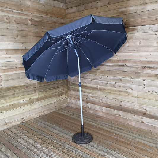 250cm Extending Parasol Umbrella with Tilt Action in Dark Grey for Garden or Patio 2736