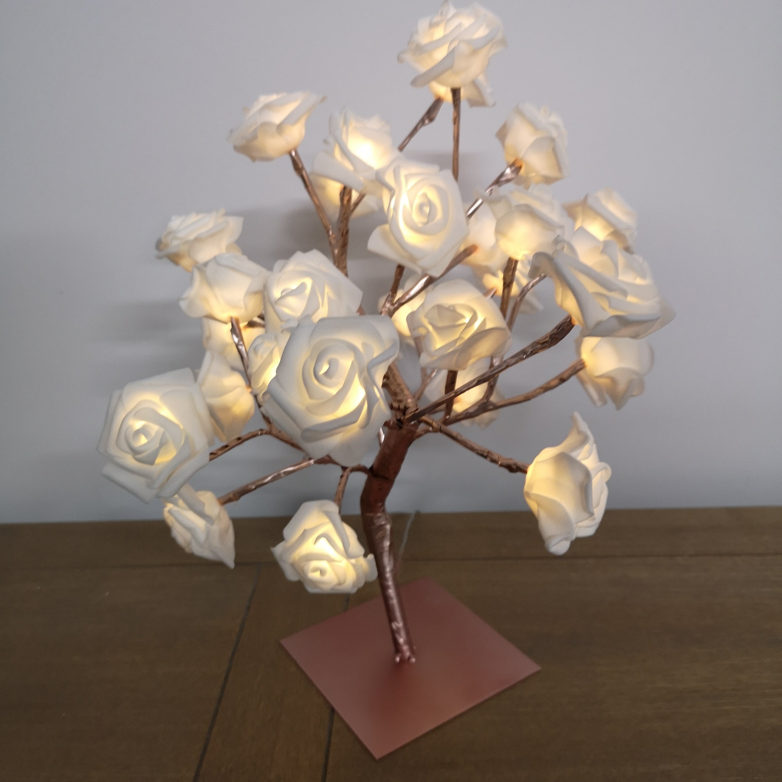 45cm Lit White Flower Tree Table Centrepiece Decoration with Warm White LEDs