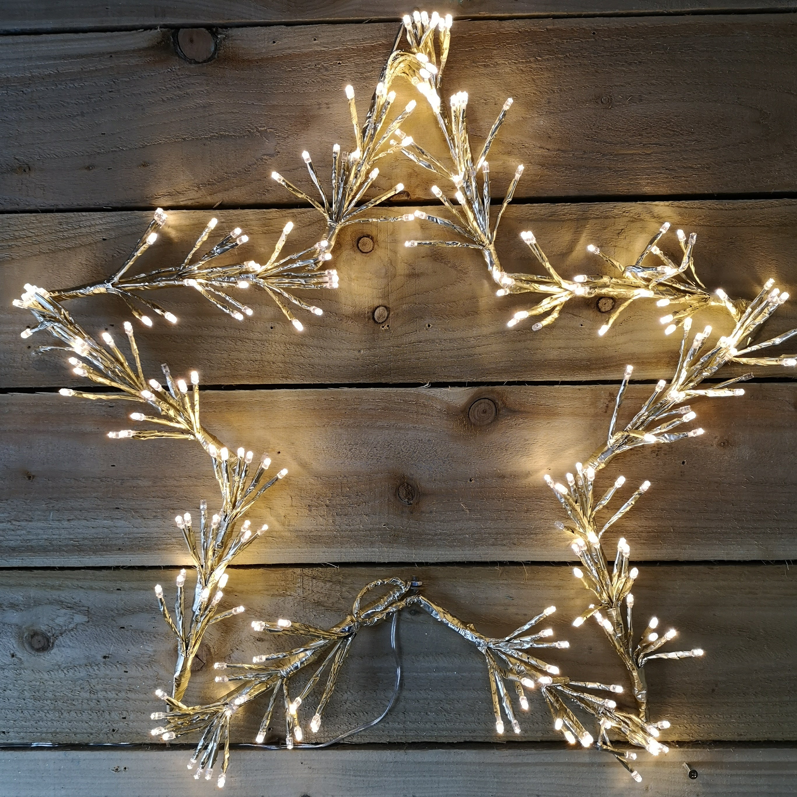 60cm Gold Star Cluster Wall Window Decoration with 240 Warm White LED