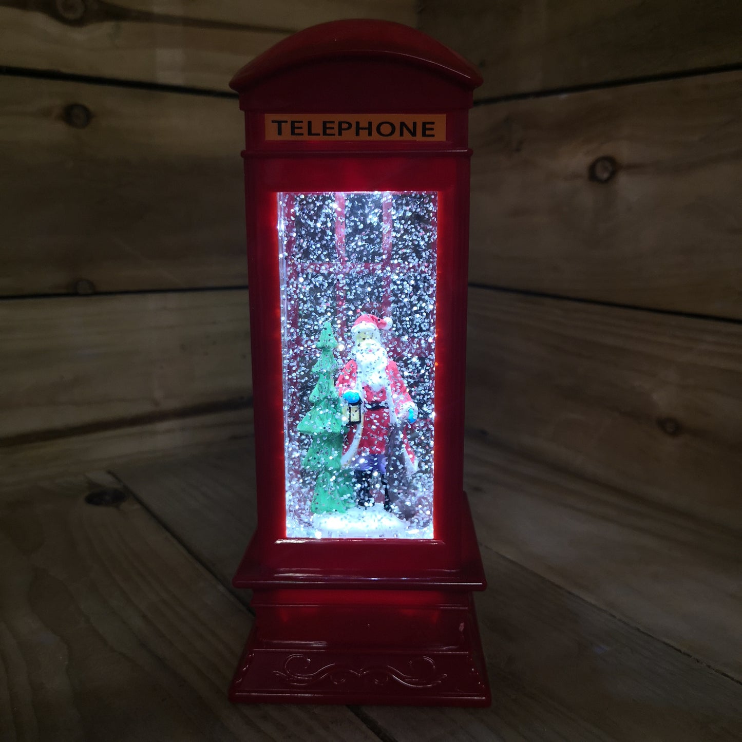 26.5cm Premier Christmas Water Spinner Telephone Box Design - Choose From Snowman Family Or Santa