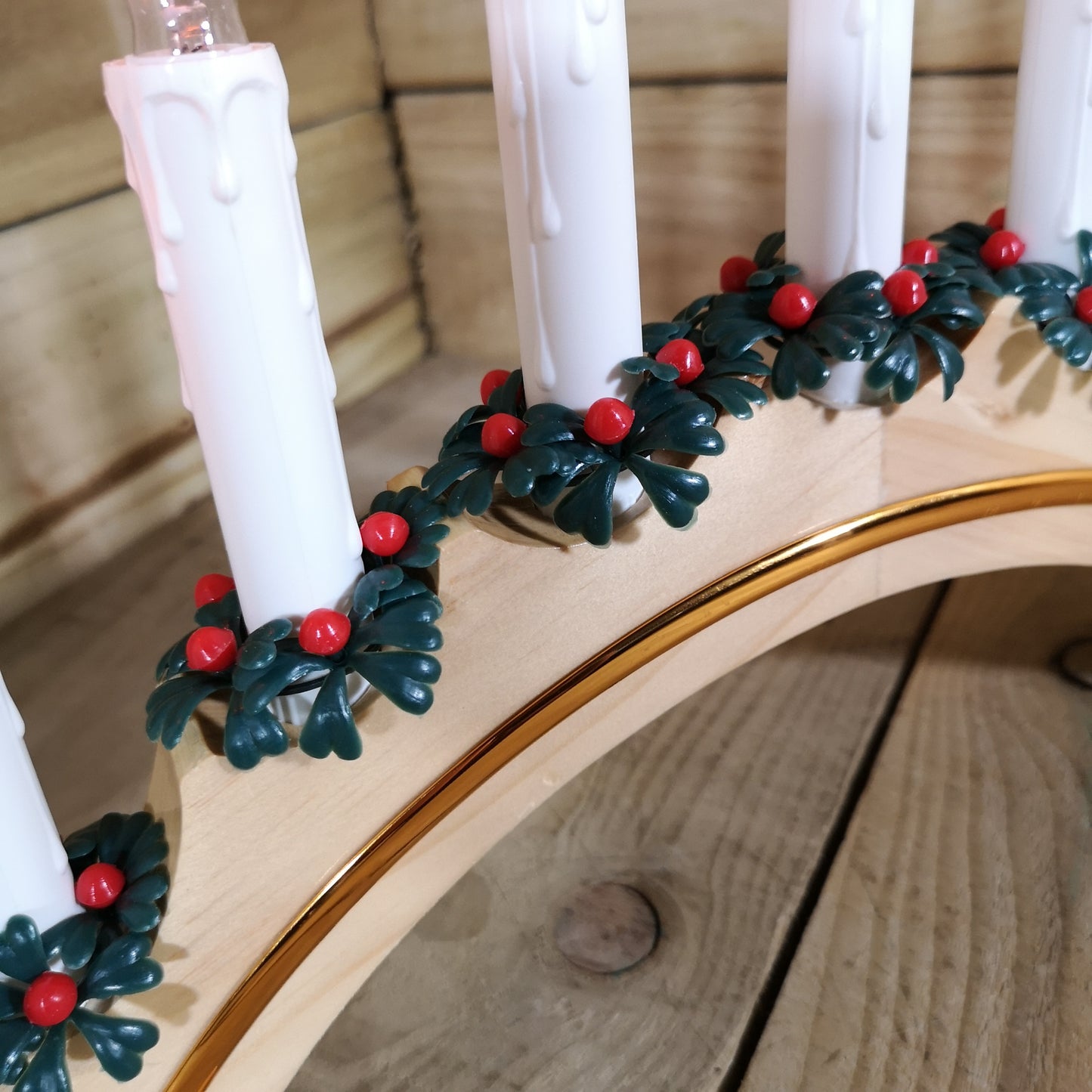 Premier Wooden Christmas Candle Bridge Arch with 7 Flickering Candle Bulbs Mains Operated