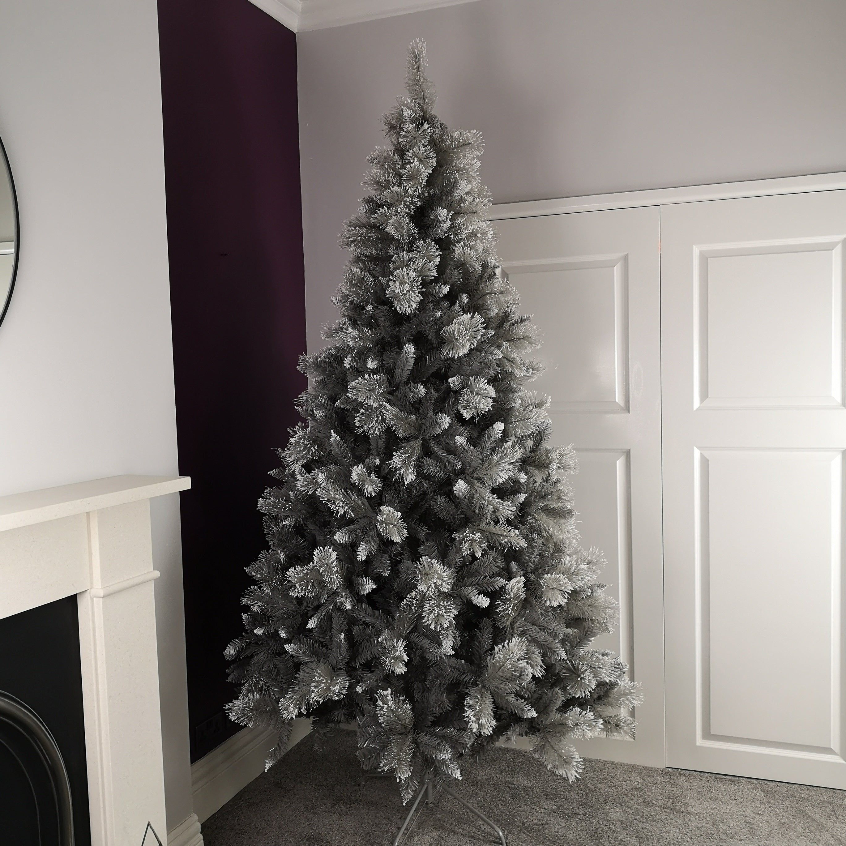6ft, 7ft, or 8ft Premier Snow Fir Grey PVC Christmas Tree with Cashmere Tips