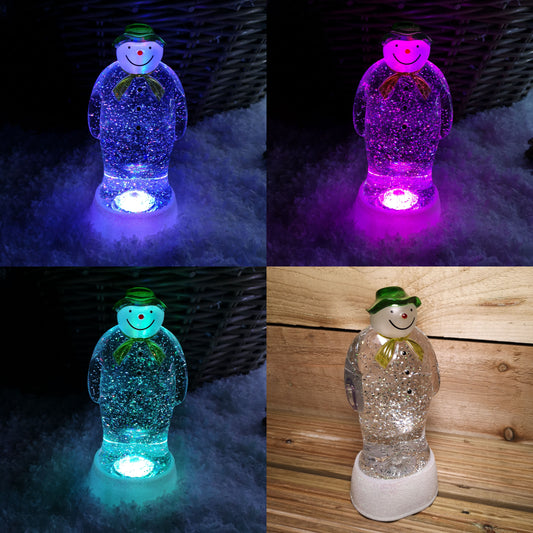 23cm Snowtime Dual Power Colour Changing LED Christmas Glitter Water Spinner The Snowman & The Snow dog™  2736