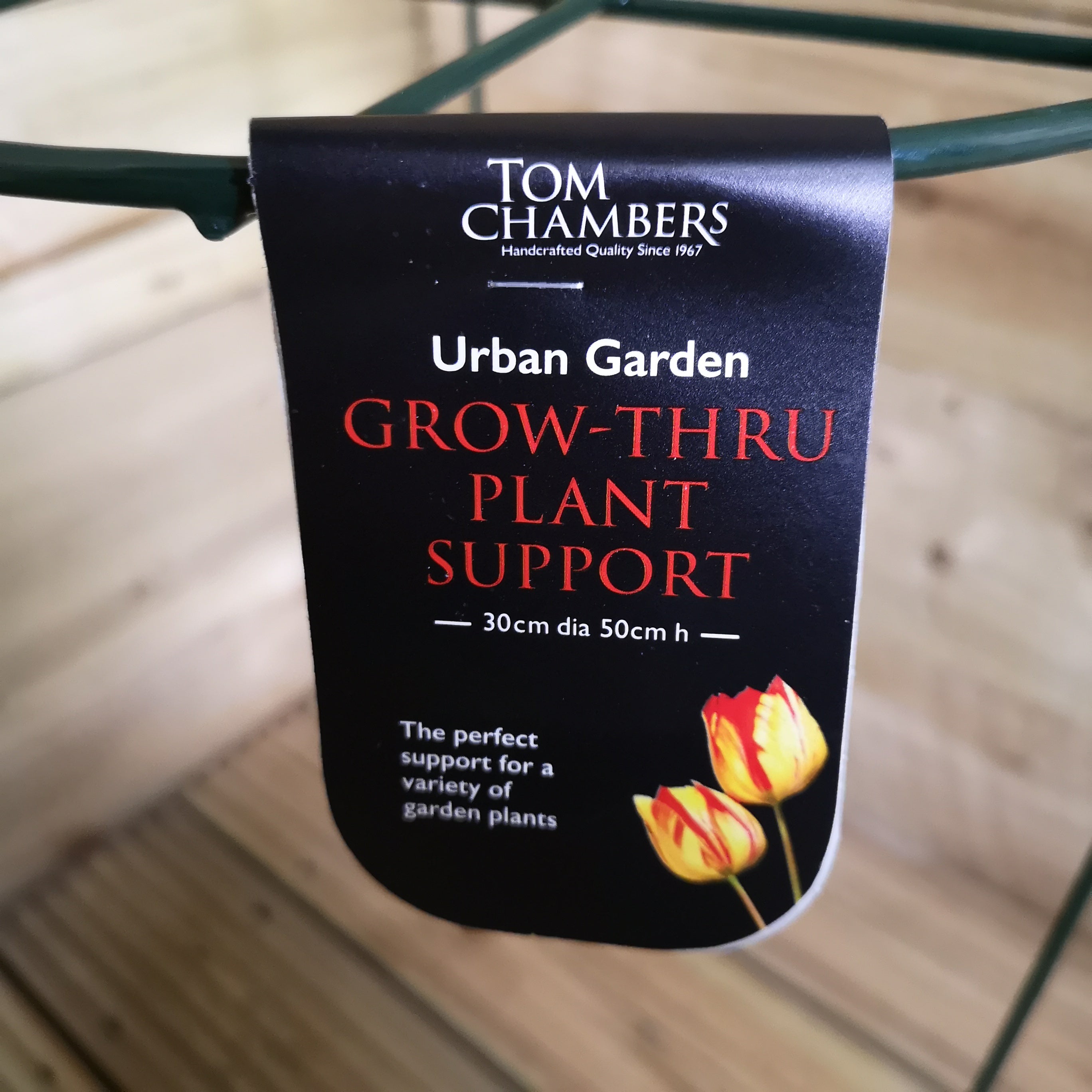 Pack of 3 Tom Chambers Urban Dark Green Metal Herbaceous Garden Plant Support Grow Through Medium 50cm x 30cm