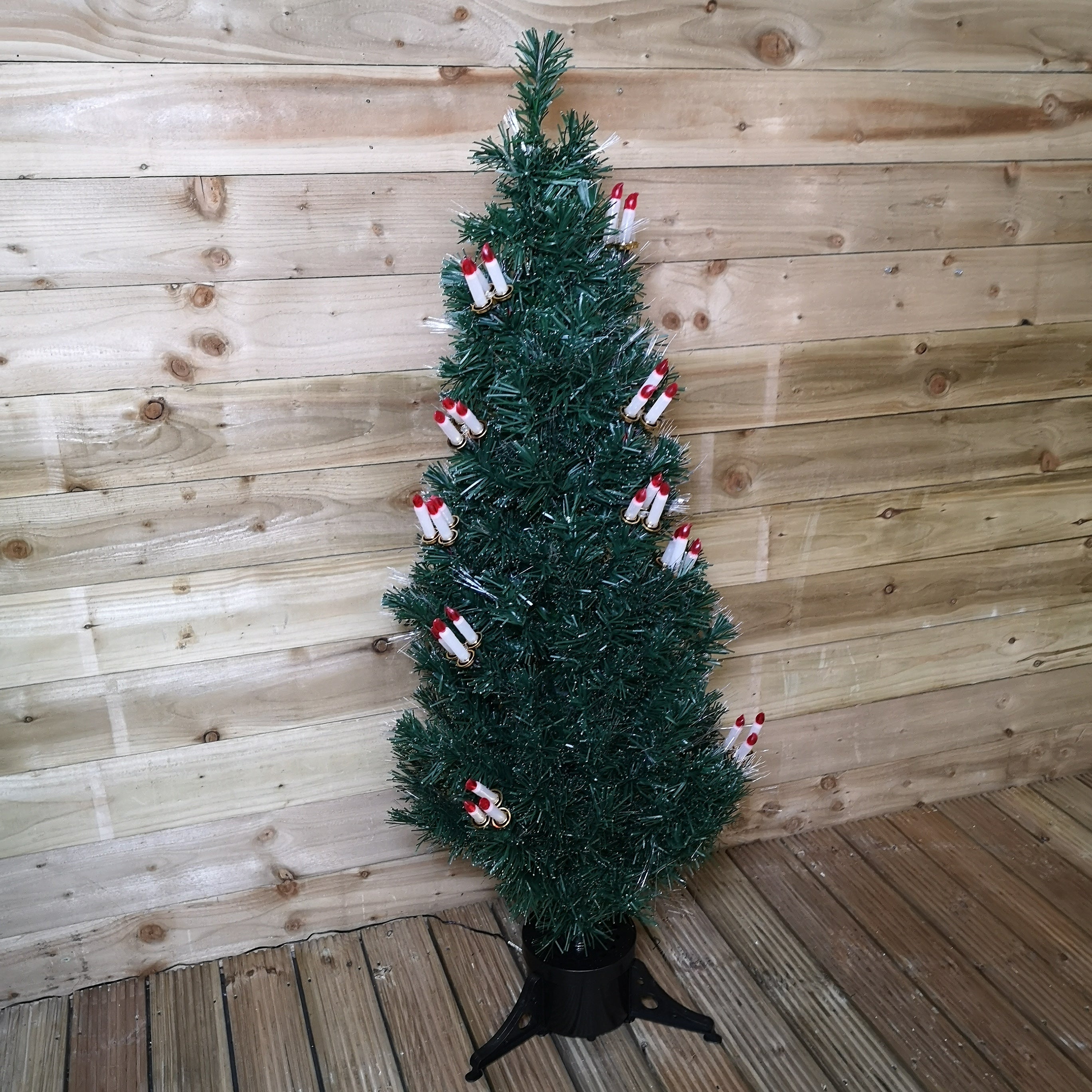 5ft (1.5m) Premier Indoor Green Fibre Optic Christmas Tree with LED Candles