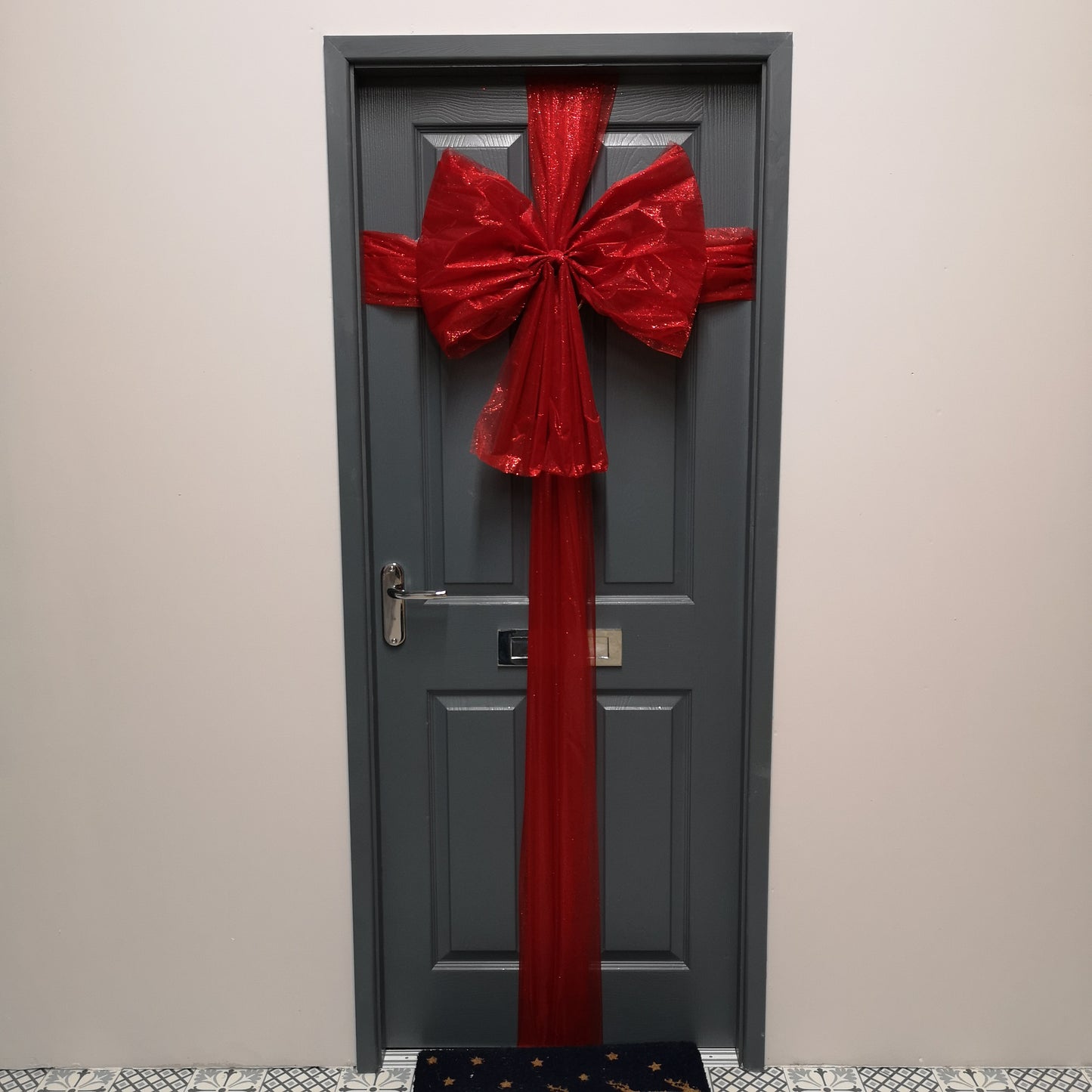 Premier 48x60cm Red Christmas Door Bow with Door Ribbon Wrap
