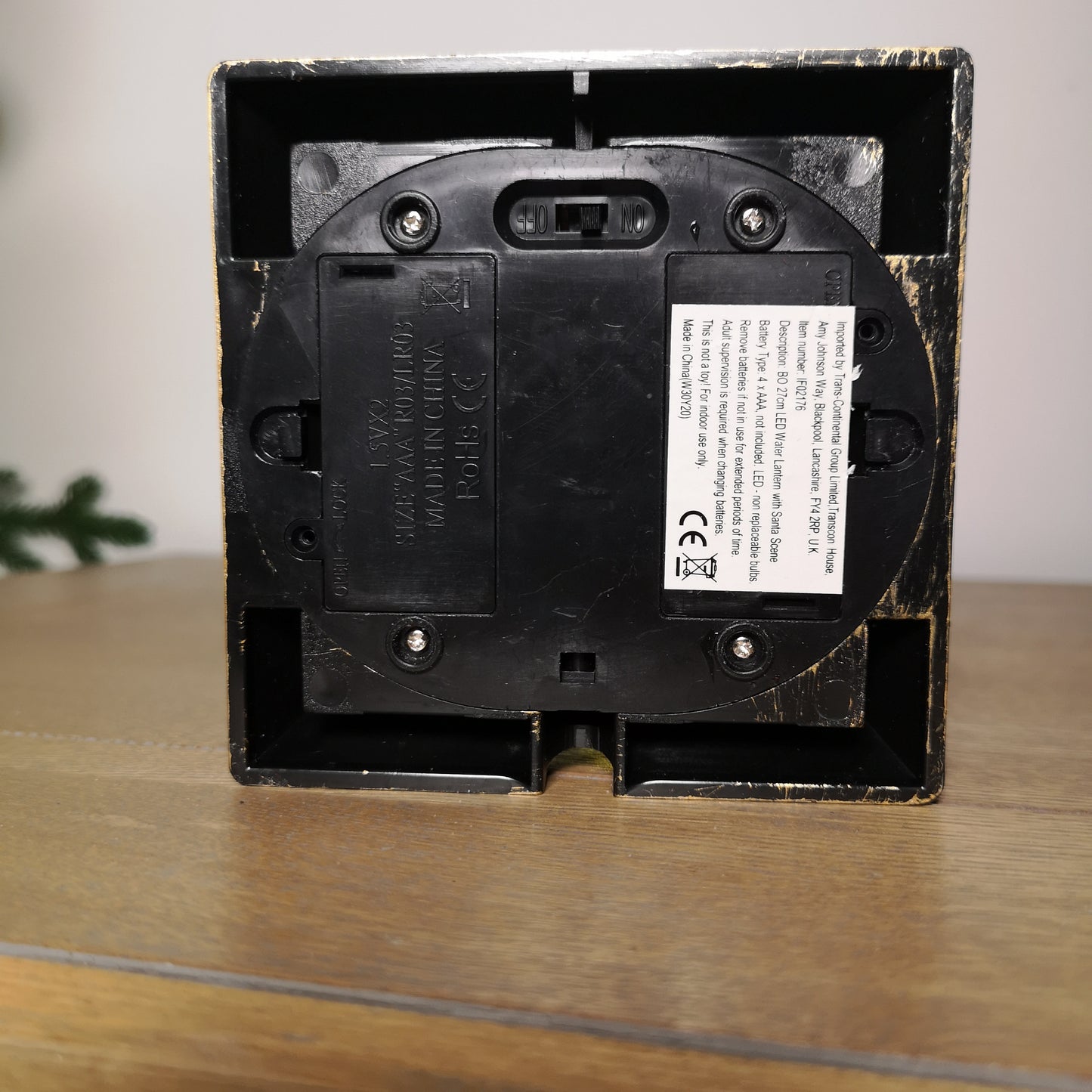 27cm Premier Glitter Water Spinner LED Lantern Christmas Decoration with Snowman Scene