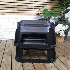 2 x 33cm Black and Green Heavy Duty Step Stool with Tool Caddy Storage