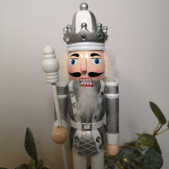 30cm Wooden Christmas Nutcracker Soldier Decoration with Silver Body and Shoes