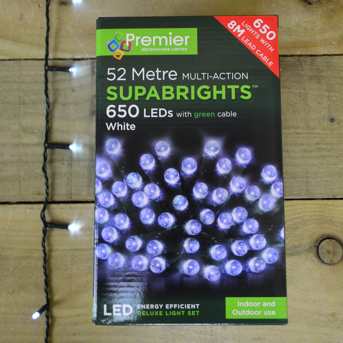 Premier Deluxe Light Set - 52m Multi Action 650 Cool White LED SUPABRIGHTS
