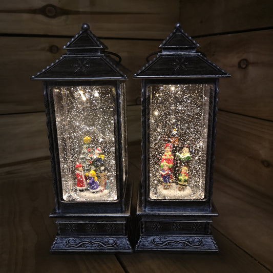 27cm Glitter Water Spinner Lantern - Pick Choir or Tree. Warm White LED