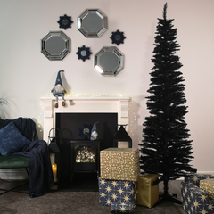 7ft (210cm) Black Pencil Pine Christmas Tree with 401 Tips