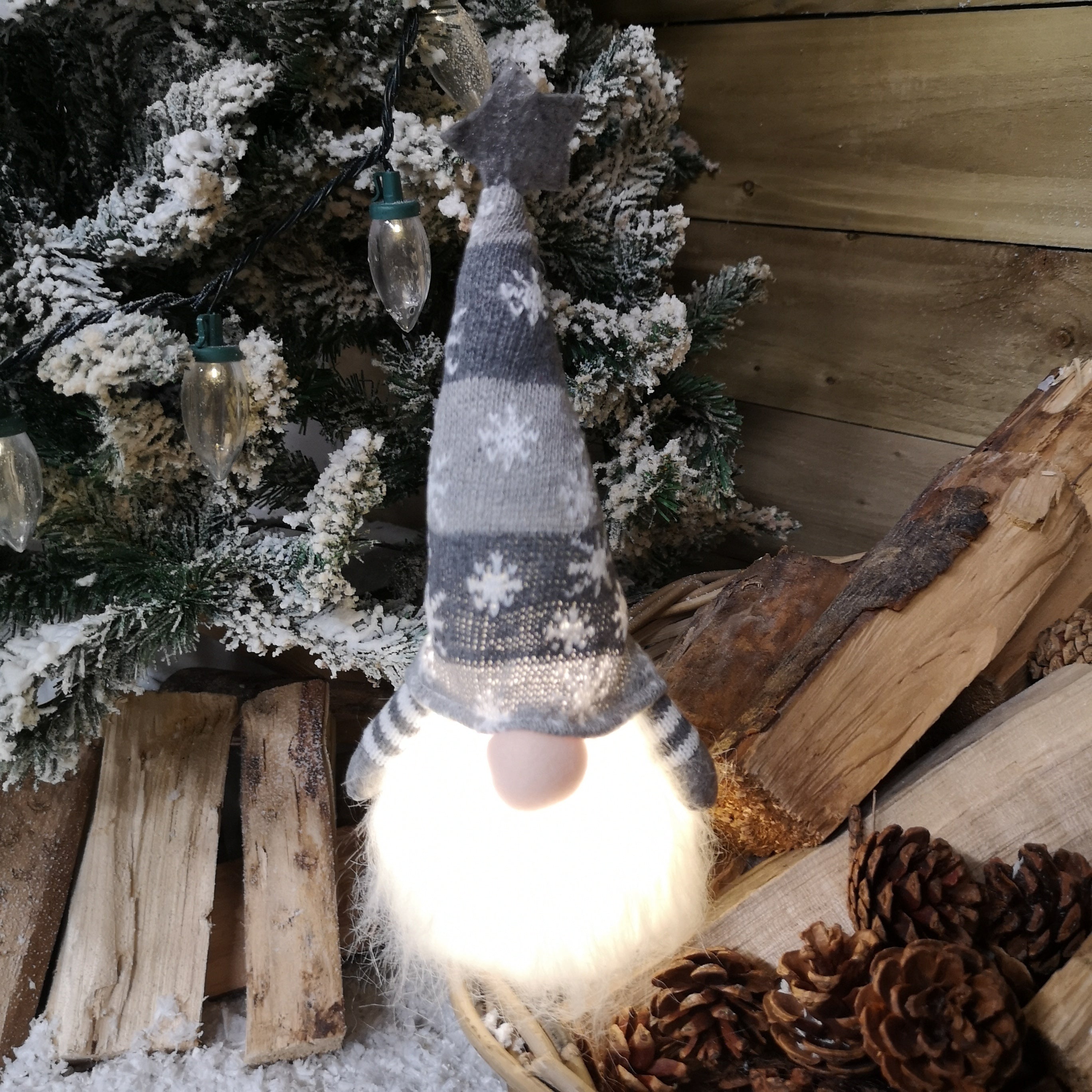 30cm Christmas Light Up Gnome Gonk Sitting Splat Gonk Choose from Red or Grey