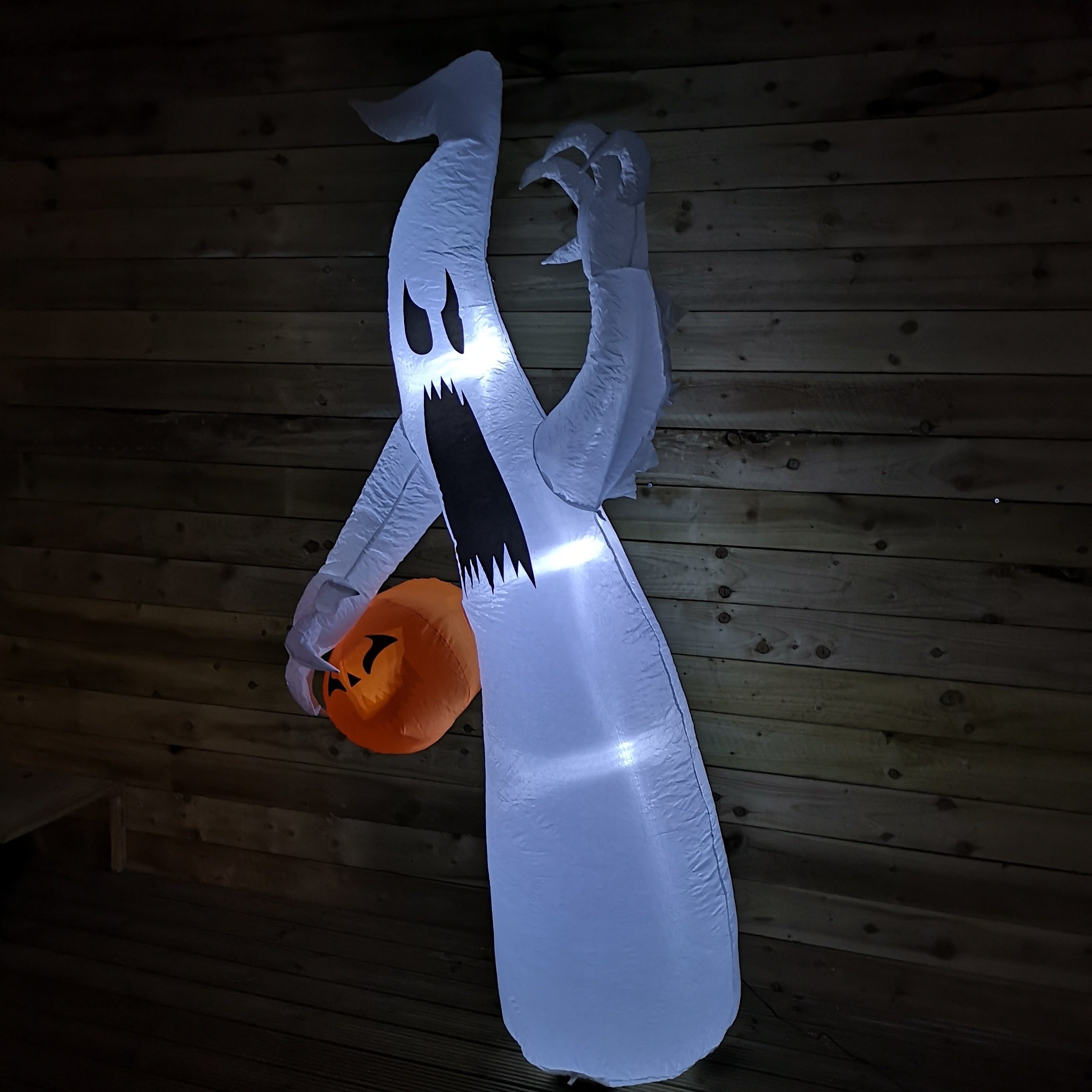 8ft 2.4m Inflatable Light Up Halloween Spooky Ghost Holding Pumpkin