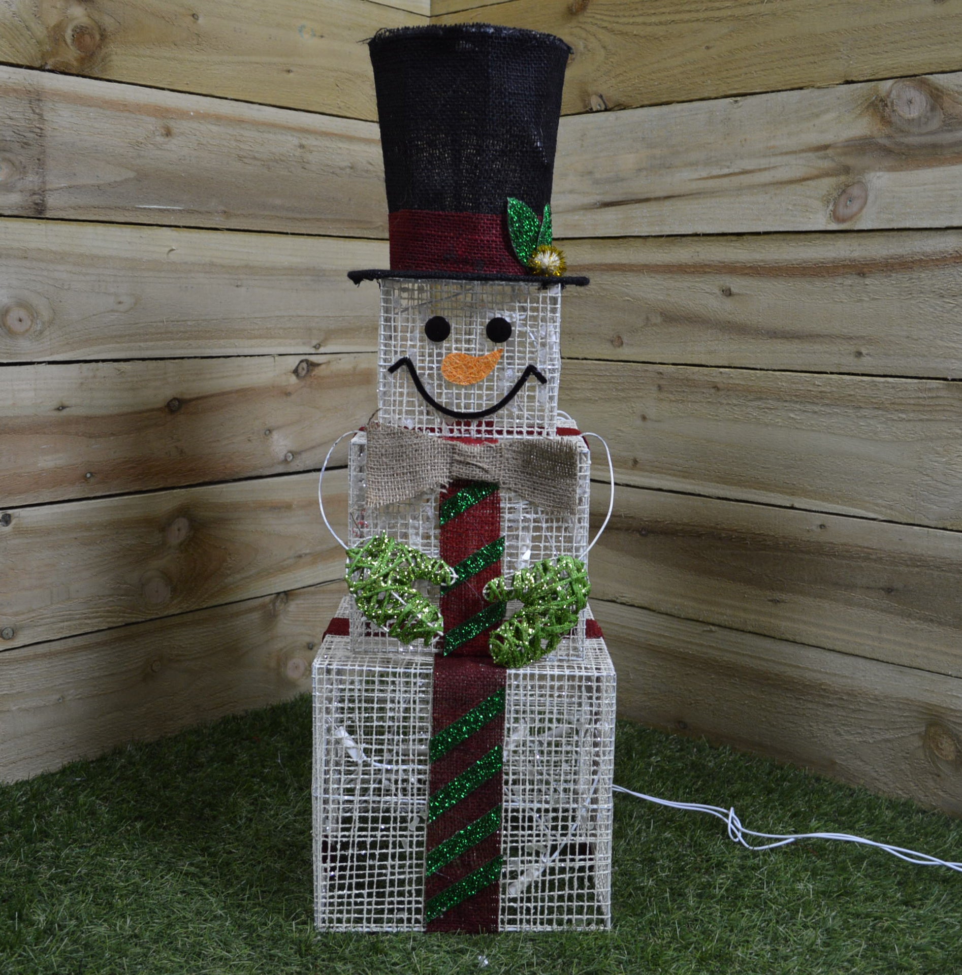 75cm Battery Operated Lit Snowman Christmas Decoration with Warm White LEDs