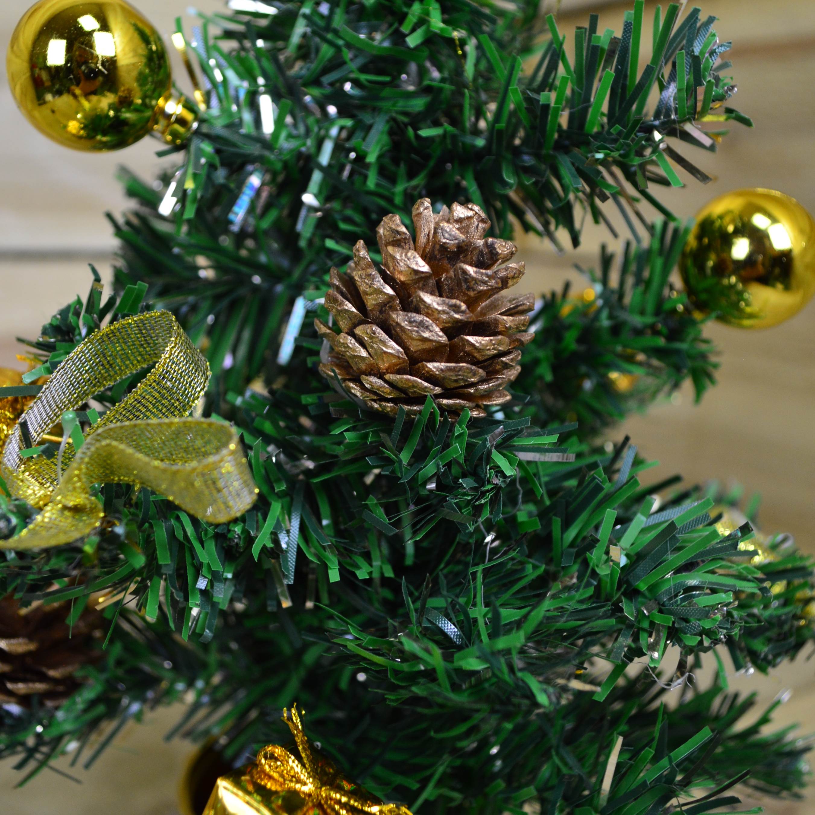 30cm Gold Dressed Premier Green Table Top Christmas Tree